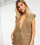 Collusion Oversized Vest In Tan-brown