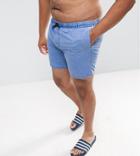 Asos Plus Swim Shorts In Blue Acid Wash Mid Length - Blue