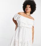 In The Style Plus X Jac Jossa Embroidered Off Shoulder Smock Dress In White