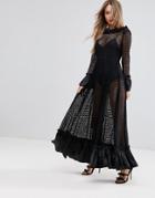 Asos All Over Lace Sheer Maxi Dress - Black