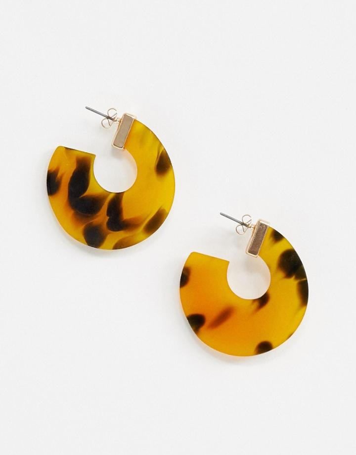 Pieces Lisa Tortoiseshell Hoop Earrings - Brown