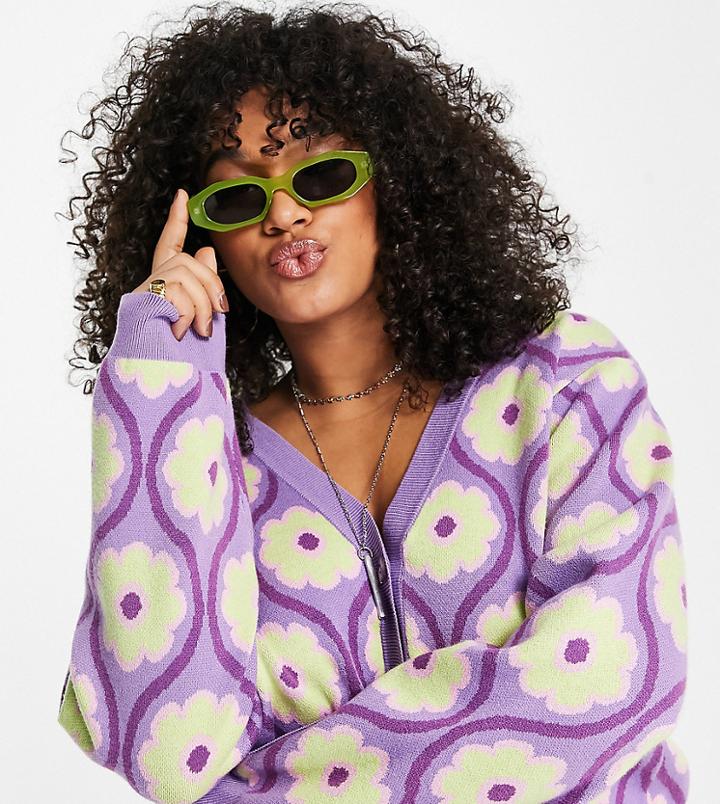 Reclaimed Vintage Inspired Plus Cardigan In Floral Print-multi
