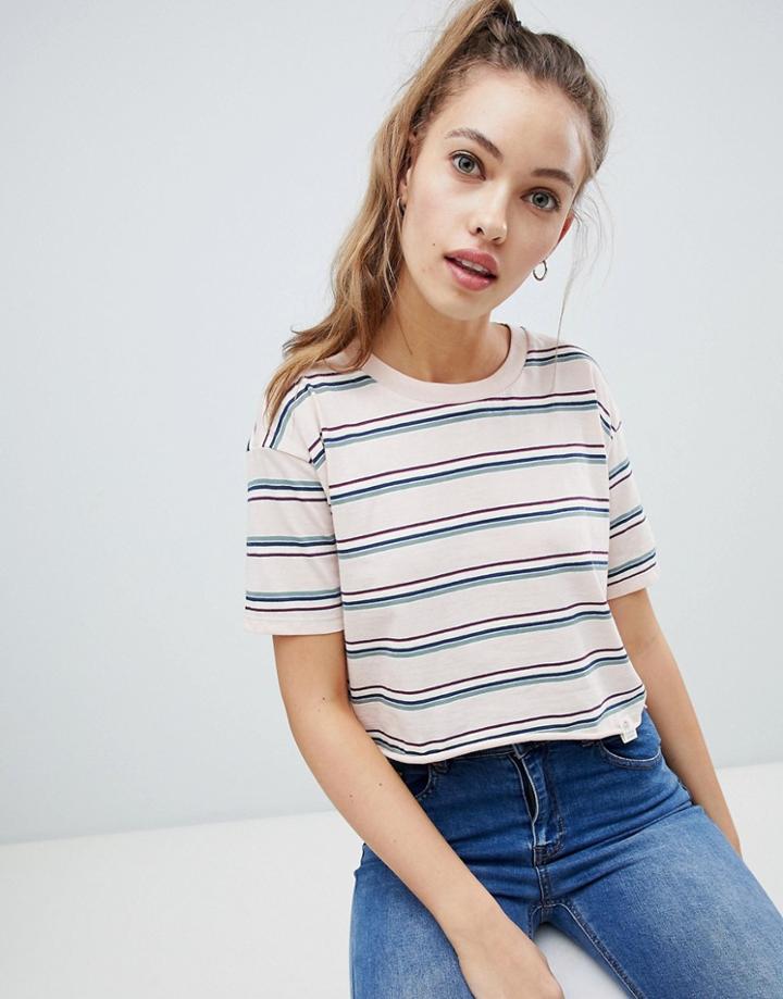 Pull & Bear Stripe Crop Tee - Multi
