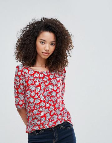 Trollied Dolly Floral Shift Top - Red