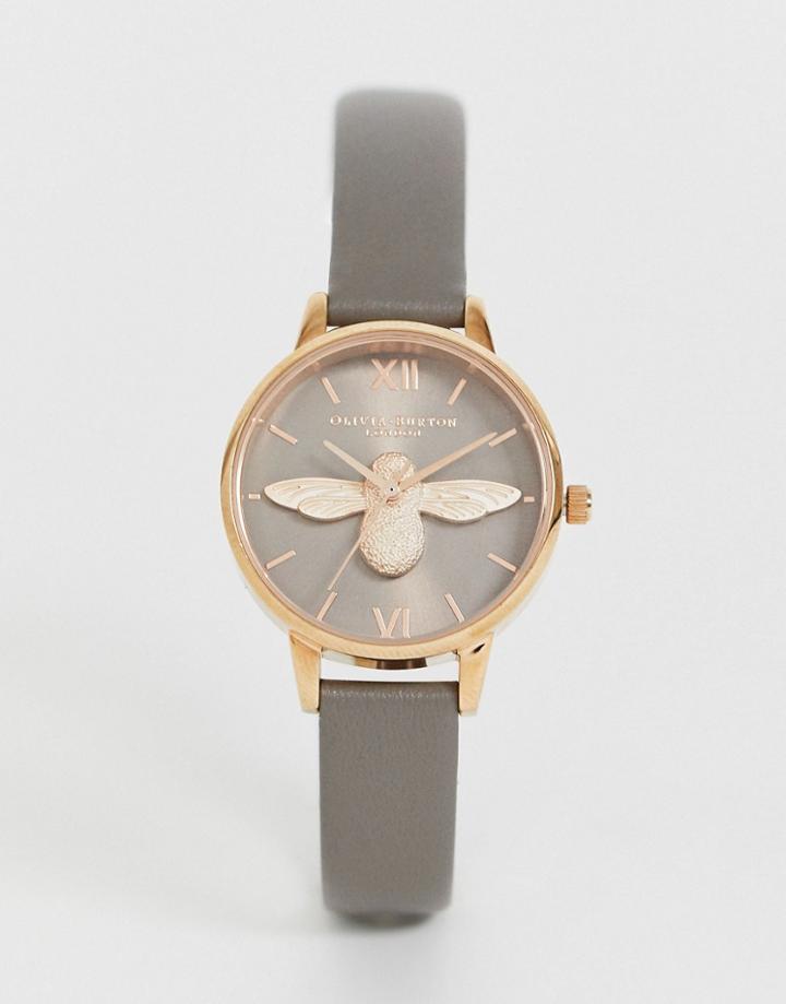 Olivia Burton Ob16am148 Bee Leather Watch - Gray