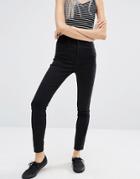 Weekday Body Super High Waist Skinny Crop Satin Jeans - Black