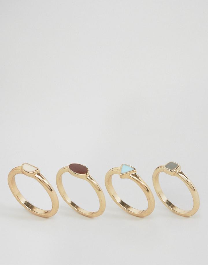 Asos Easy Enamel Stack Rings - Gold