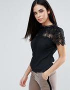 Lipsy Lace T-shirt - Black