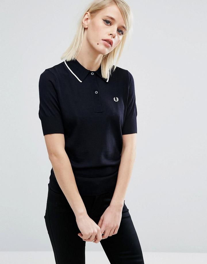 Fred Perry Knitted Polo Shirt - Navy