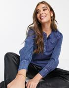 Influence Collared Blouse In Chambray-blues