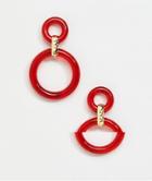 Monki Drop Earrings In Red - Silver