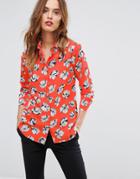 Warehouse Floral Print Shirt - Orange