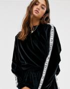 Fiorucci Velour Sweatshirt With Taping - Black