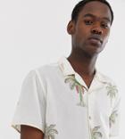 Asos Design Tall Relaxed Shirt With Palm Print-white