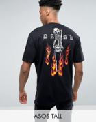 Asos Tall Super Oversized T-shirt With Skull Back Print - Black