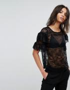 Vero Moda Lace Flounce Top - Black