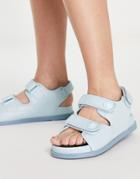 Public Desire Destination Double Strap Front Flat Sandals In Pale Blue