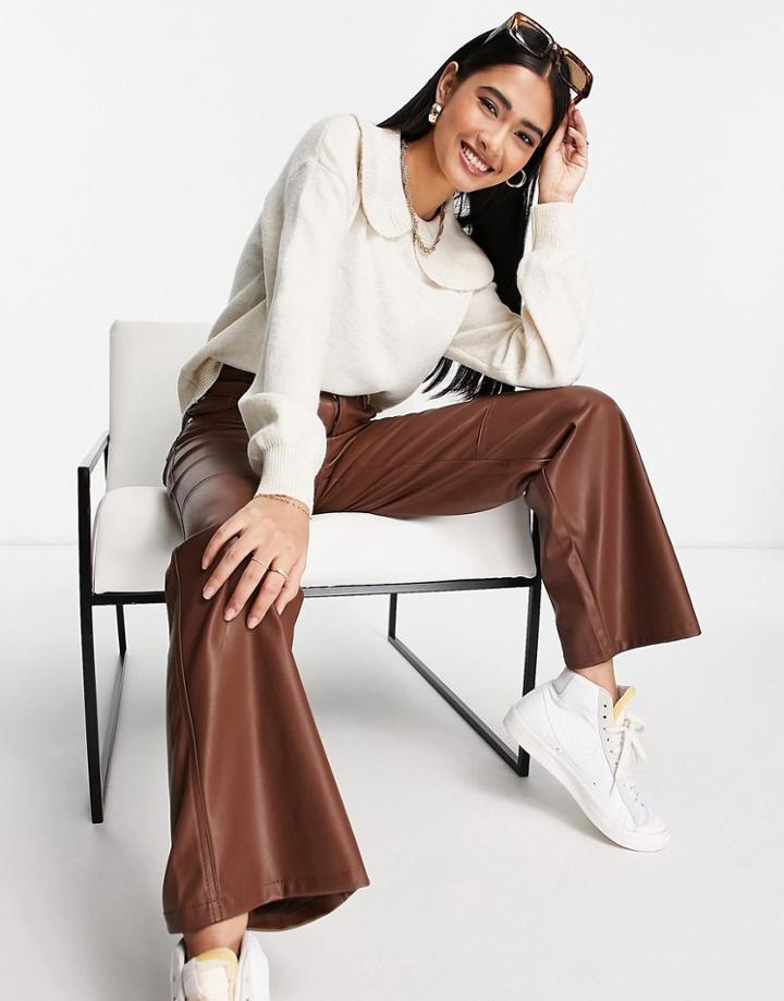 Vero Moda Collared Sweater In Cream-white