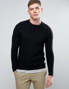 Jack & Jones Core Knitted Sweater With Shoulder Zip Detail - Black