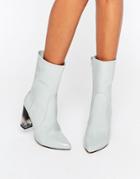 Lost Ink Geneva Grey High Cut Clear Heel Ankle Boots - Gray