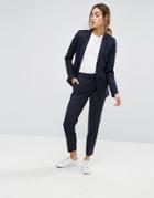 Selected Foxy Lux Pinstripe Wool Blend Slim Cropped Tailored Pants - Navy