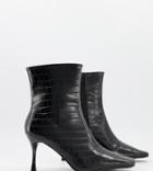 Z Code Z Exclusive Helen Heeled Ankle Boots In Beige Croc-black