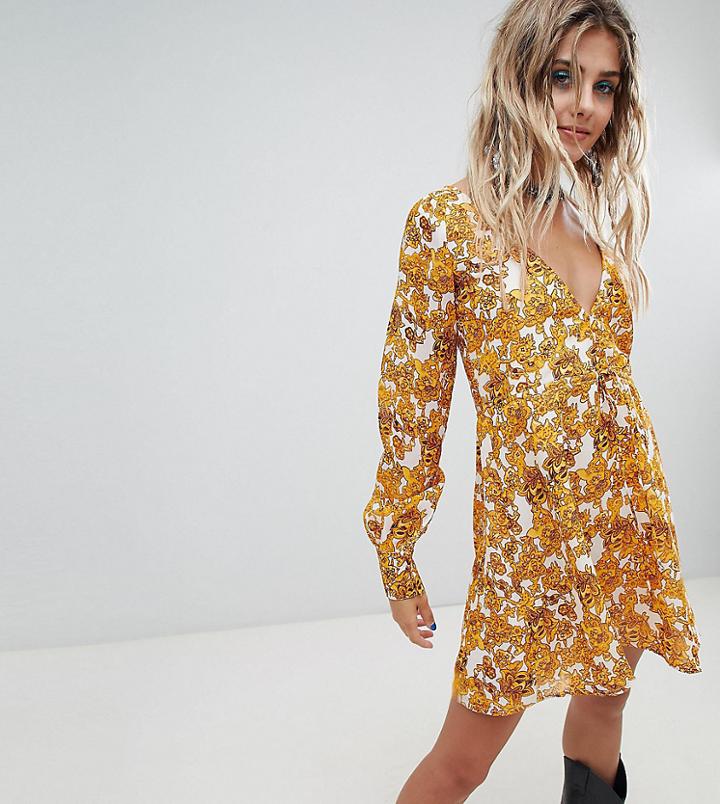 Sacred Hawk Dress In Baroque Floral-orange