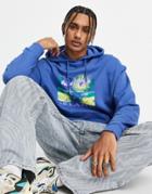 Asos Design Oversized Hoodie In Blue With Sunset Front Print