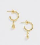 Ottoman Hands Gold Plated Shell Drop Hoop Earrings - Gold