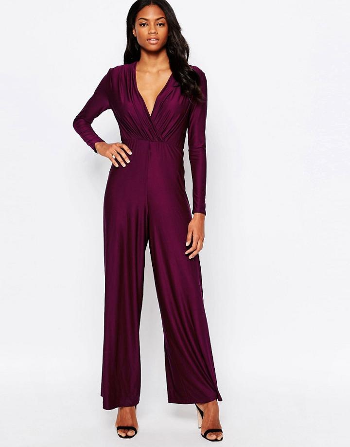 Ax Paris Wide Leg Jumpsit - Purple