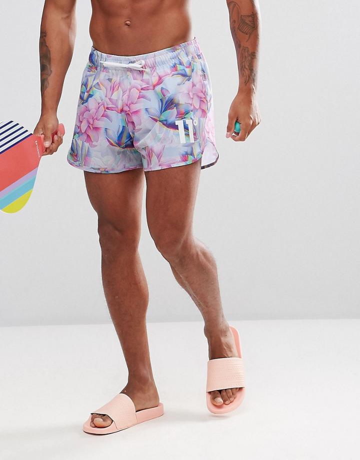 11 Degrees Swim Shorts In Floral Print - White