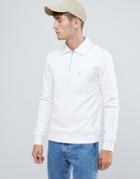 Farah Govanhill Zip Neck Collar Sweat In White - White