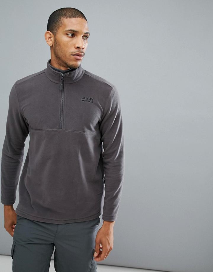 Jack Wolfskin Gecko Half Zip Fleece In Dark Steel - Gray