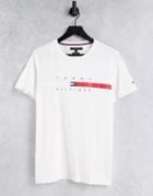 Tommy Hilfiger Global Stripe Chest Logo T-shirt In White