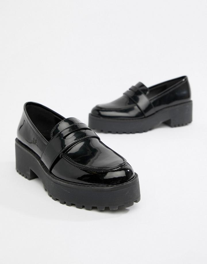 Monki Chunky Loafer In Black - Black