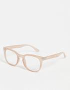 Asos Design Round Frame Clear Lens Glasses With Blue Light In Beige-neutral