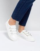 Miss Kg Pearl Triple Velcro Strap Sneaker - White