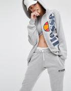 Ellesse Classic Oversized Zip Hoodie With Side Logo - Gray