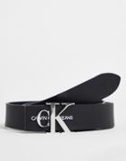 Calvin Klein Jeans Monogram Logo Belt In Black