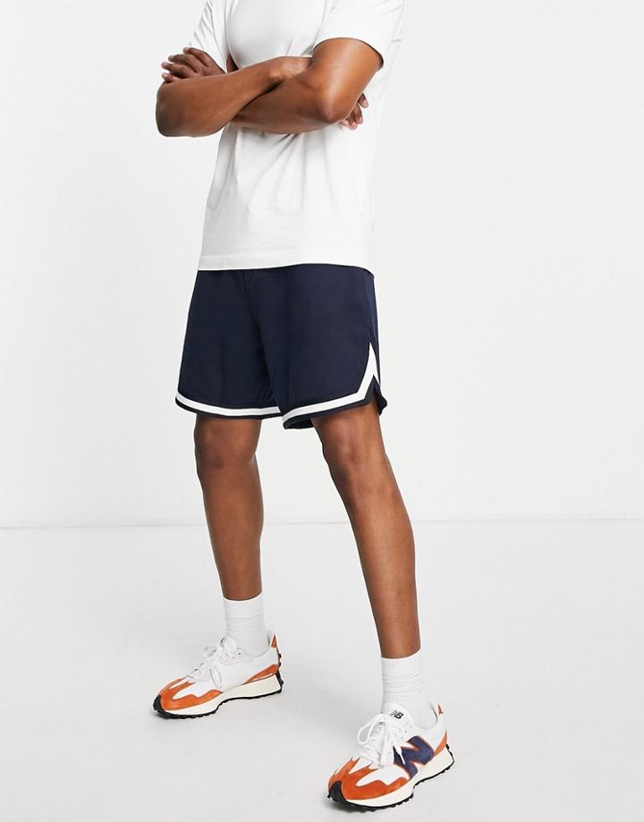 New Look Tipped Varsity Short In Navy