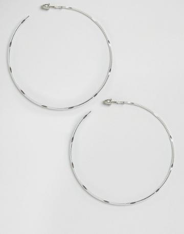 Designb London 90's Hoop Earrings - Silver