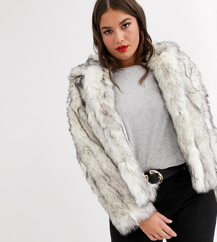 Asos Design Curve Hooded Faux Fur Jacket