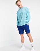 Asos Design Organic Oversized Lightweight Sweatshirt In Blue-green