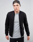 New Look Jersey Bomber Jacket In Black - Black