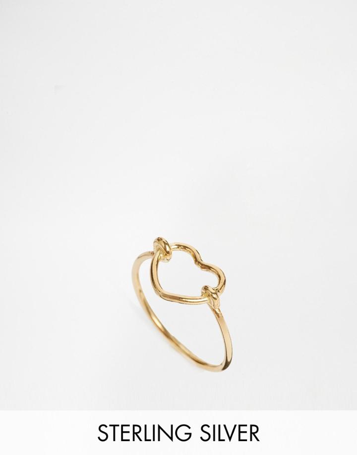 Asos Gold Plated Sterling Silver Heart Ring - Gold