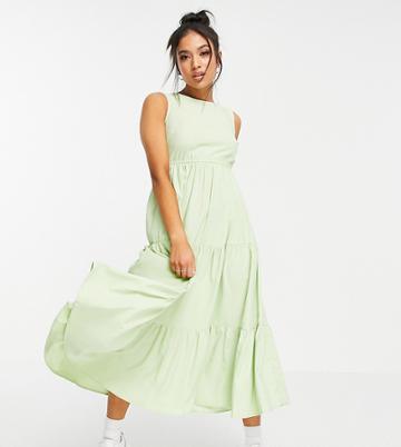 Urban Threads Petite Tiered Midi Dress In Mint Green