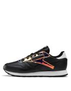 Reebok Classic Leather Sneakers In Black With Iridescent Details