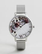 Olivia Burton Ob16mf09 Marble Floral Mesh Watch In Silver - Silver