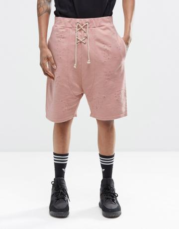 Granted Shorts With Distressing - Pink