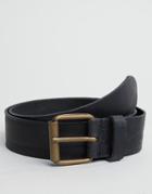 Asos Slim Black Leather Belt With Vintage Finish - Black